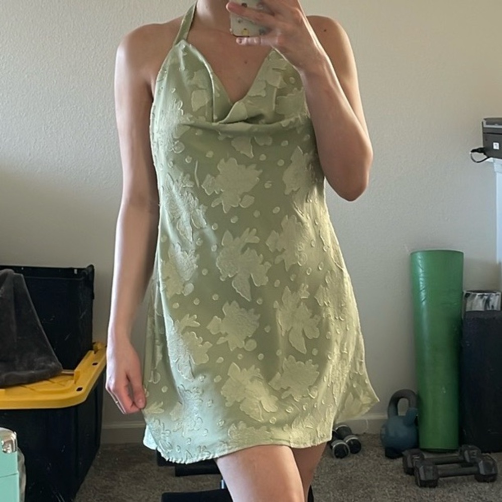 Elegant Light Green Halter Dress